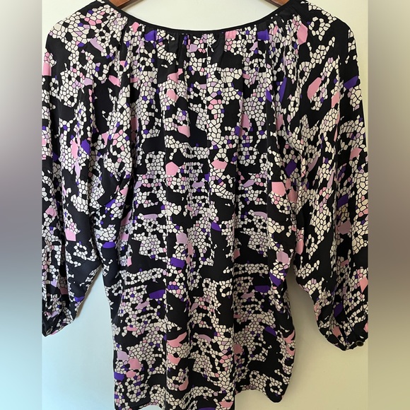 Yumi Kim Geometric print 100% Silk Blouse size S - Picture 2 of 10
